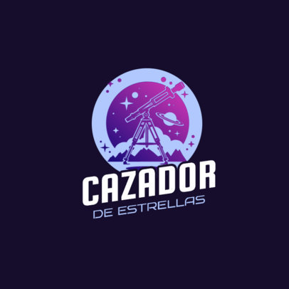 Logo Creator for a Space Content Channel Featuring a Telescope Illustration
