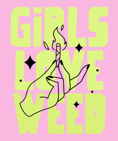 T-Shirt Design Template Featuring a Girl's Hand With a Weed Blunt 4900i-6304