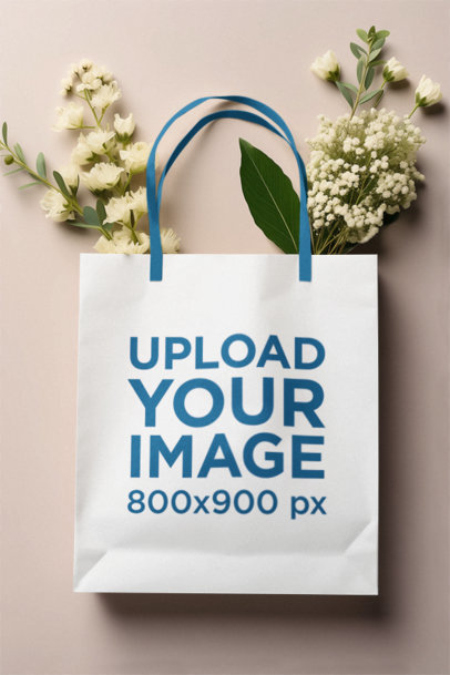 Mockup of an AI-Generated Gift Bag Filled With Plants and Flowers m37800
