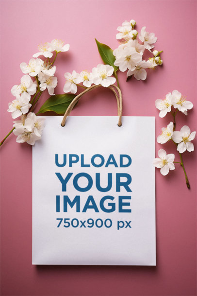 Floral-Themed Mockup Featuring an AI-Created Gift Bag