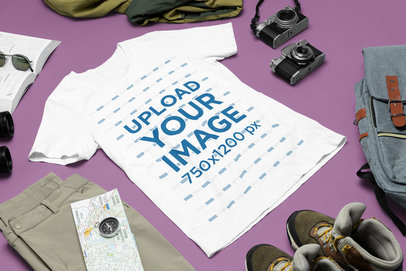 Outfit Mockup of a Bella Canvas T-Shirt Surrounded by Travel Accessories m37454