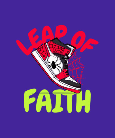 T-Shirt Design Creator Featuring a Spider Sneaker Graphic Inspired by the Spider-Verse Movie