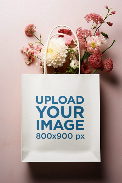 Gift Bag Mockup Featuring AI-Generated Flowers