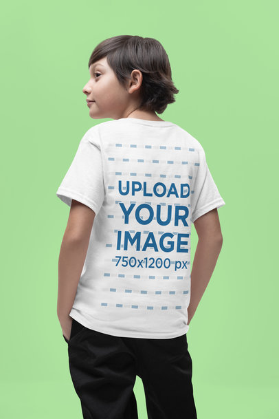 Back-View Gildan T-Shirt Mockup Featuring a Kid Standing in a Studio m37684