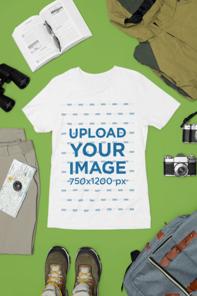 Mockup of a Bella Canvas Round-Neck Tee Featuring Travel Things