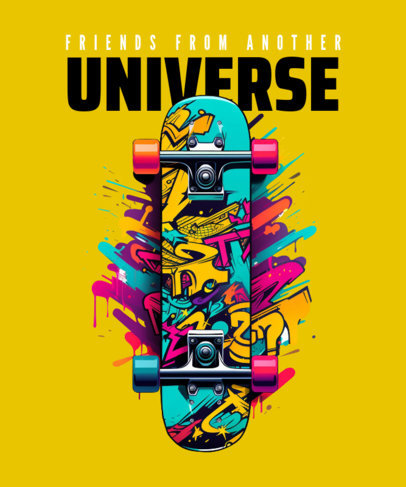 T-Shirt Design Template With a Skateboard Graphic Inspired by the Spiderverse Film 6741i-6343