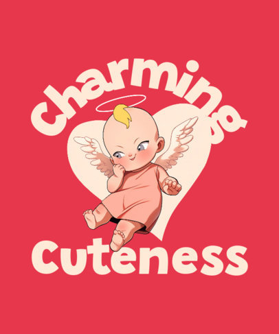 T-Shirt Design Template Featuring an Angel Doll Inspired by Kewpie