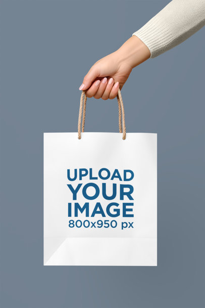 Mockup of an AI-Created Woman Carrying a Gift Bag Against a Colorful Background m37166