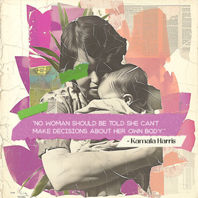Instagram Post Generator with a Feminist-Themed Collage of a Woman and Her Baby