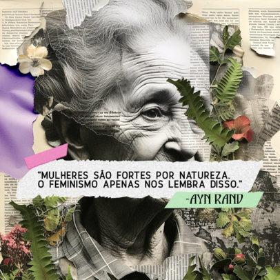 Instagram Post Maker Featuring a Collage of a Senior Woman with Flowers