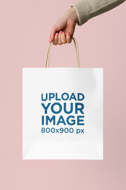 AI-Generated Gift Bag Mockup Featuring a Woman and a Colorful Background m37165