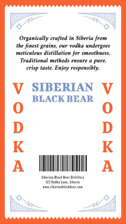 Back Label Maker for an Organic Handmade Vodka Brand 6408