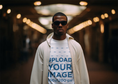 T-Shirt Mockup of a Man Generated by AI and Inspired by Star Wars