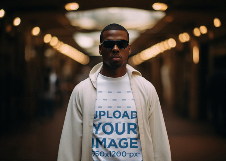 T-Shirt Mockup of a Man Generated by AI and Inspired by Star Wars