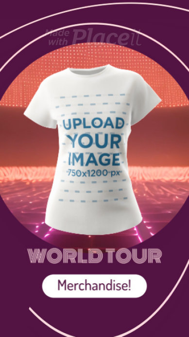 Music Merch-Themed Video Featuring a 3D Round-Neck T-Shirt