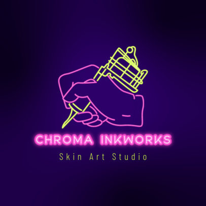 Logo Maker Featuring Neon Graphics with Glowing Fonts for a Tattoo Studio