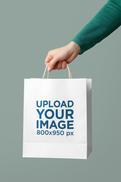 Gift Bag Mockup Featuring an AI-Created Woman Against a Customizable Background m37168