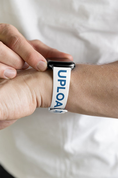 Watch Band Mockup Featuring a Man Adjusting His Watch m37690