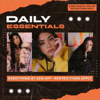 Instagram Post Template With a Special Discount Promo and a Ripped-Paper Style