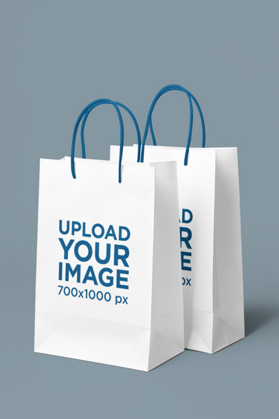 Mockup of Two AI-Created Gift Bags Placed on a Customizable Backdrop m37191