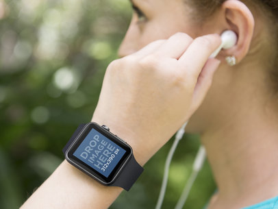  Apple Watch Mockup of Young Woman Working Out