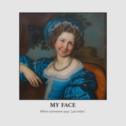 Instagram Post Template With a Funny Meme and a Renaissance Painting ED-6876c