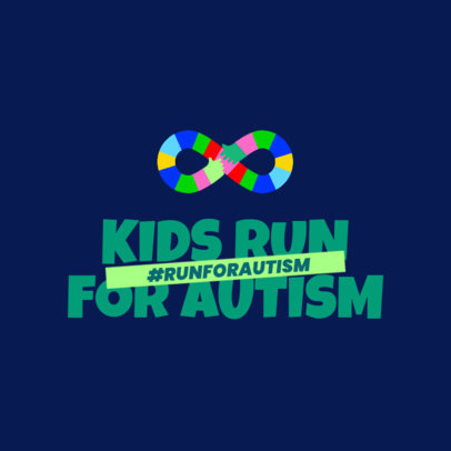 Kids Autism Awareness Race Logo Template Featuring a Colorful Ribbon 