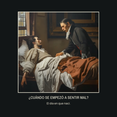 Instagram Post Creator Featuring a Vintage Painting Graphic and a Meme ED-6876b