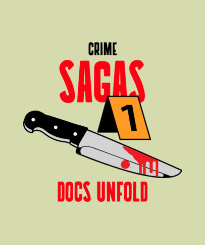Quote T-Shirt Design Template With a Bloody Knife Graphic and a True Crime Theme 6367h