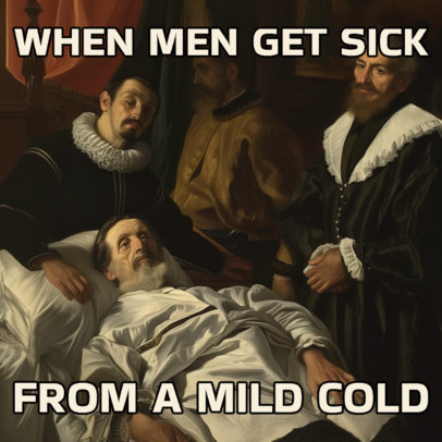 Instagram Post Generator With a Classical Painting-Inspired Graphic With a Funny Meme