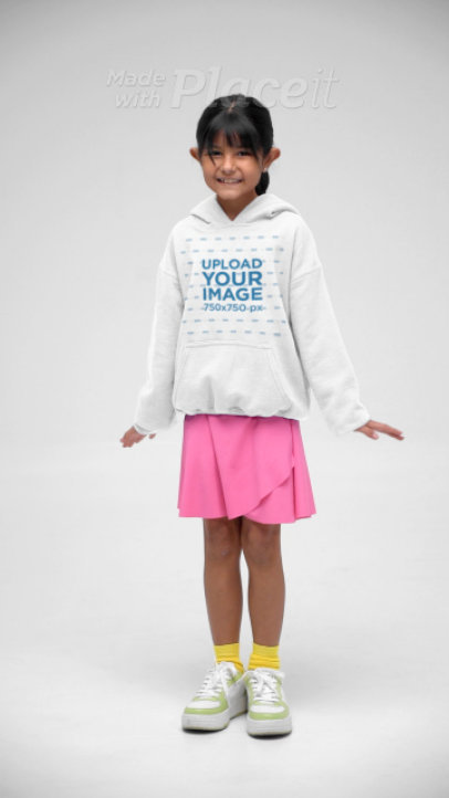 Gildan Hoodie Video Featuring a Smiling Girl Posing in a Studio