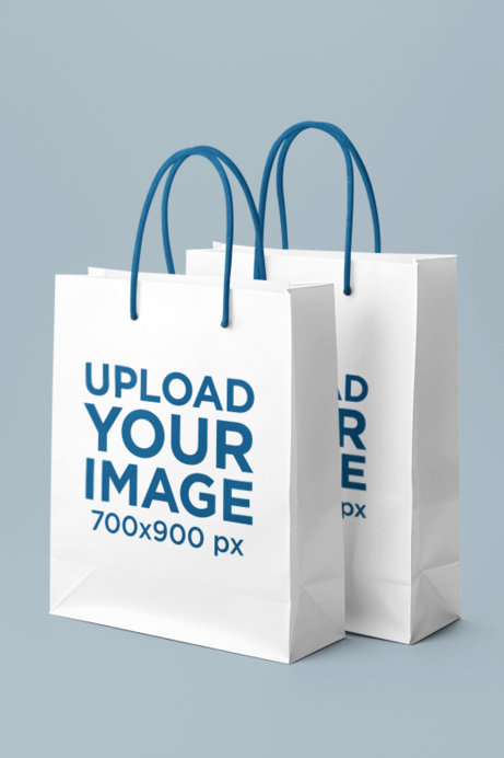 Mockup of Two AI-Generated Gift Bags Placed in a Minimalist Setting