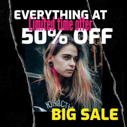 Instagram Post Maker Featuring a Limited-Discount Offer Ad With a Ripped-Paper Style 6361a