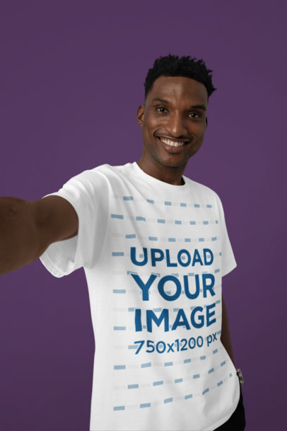 Selfie-Themed Mockup of a Happy Man Posing Against a Customizable Background