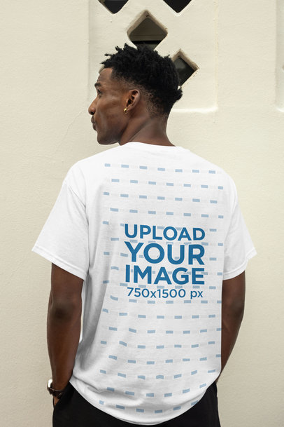 Back-View Mockup Featuring a Man with Short Hair Wearing a T-Shirt