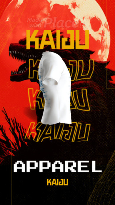 3D Round-Neck T-Shirt Video Featuring a Kaiju-Inspired Apparel Ad