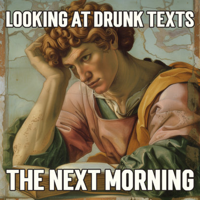 Meme-Inspired Instagram Post Maker with a Classic Painting of a Man with a Funny Quote