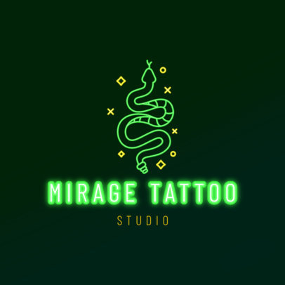 Tattoo Studio Logo Maker Featuring a Neon Snake Graphic