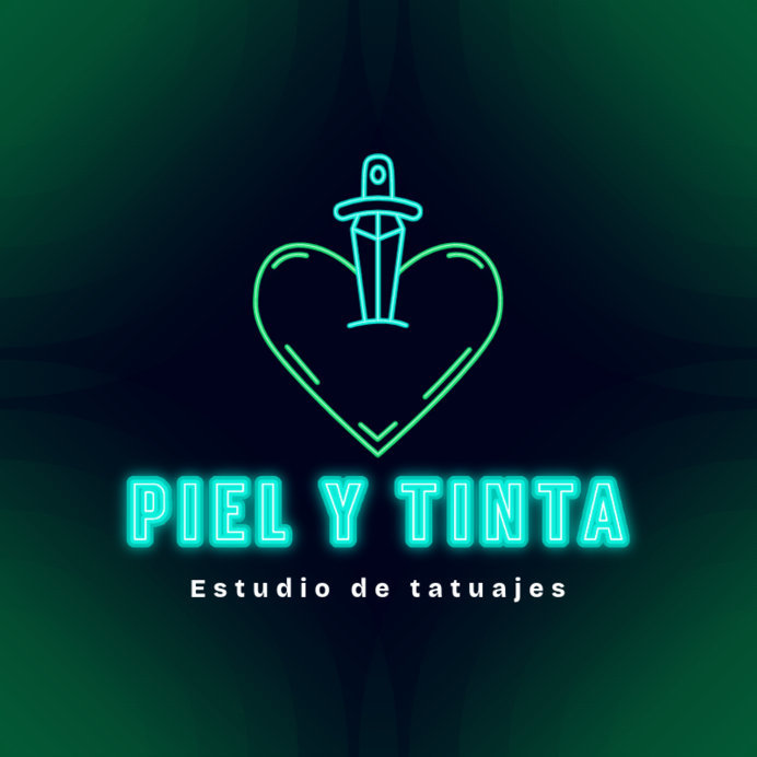 Logo Maker for a Tattoo Studio Featuring a Stabbed Heart with a Neon Typography