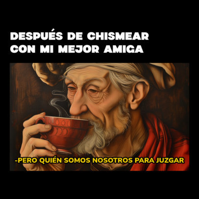 Meme-Themed Instagram Post Maker Featuring a Joke and a Classical Painting Graphic