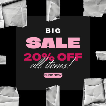 Promotional Instagram Post Maker With a Big Sale and a Ripped-Paper Theme