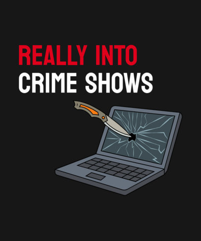 T-Shirt Design Template Featuring a Laptop With a Knife for True Crime Enthusiasts