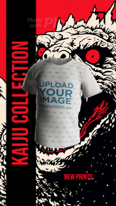 Spinning 3D T-Shirt Video for a Kaiju-Inspired Collection Ad