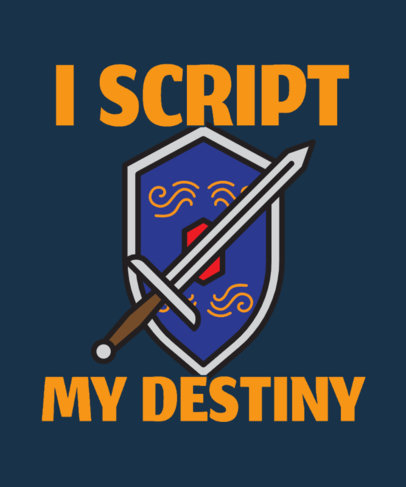 T-Shirt Design Template Featuring an Illustrated Sword and a Shield 5926 6372