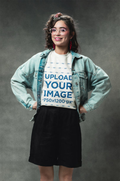 Gildan Sweatshirt Mockup Featuring a Happy Woman in an Awkward Retro Portrait m36956