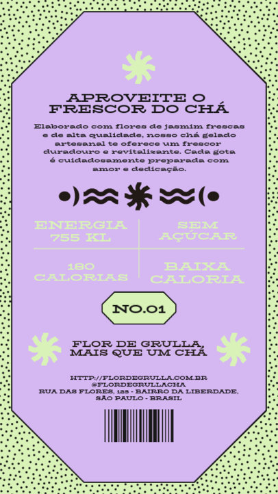 Back Label Creator for a Homemade Iced Tea Beverage 6407b