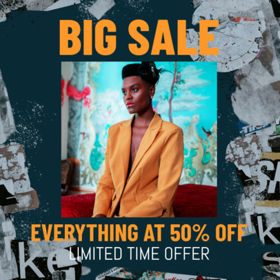 Instagram Post Maker for a Fashion Big Sale With a Ripped-Paper Aesthetic
