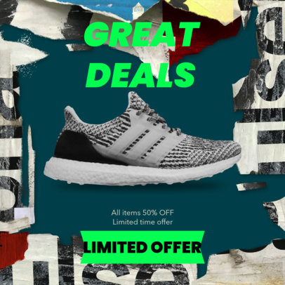 Instagram Post Template for a Special Sneakers Deal Offer With a Grunge Aesthetic