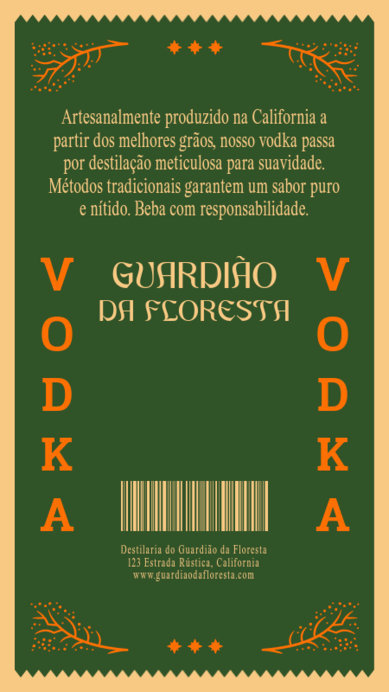 Placeit - Back Label Generator for an Artisanal Vodka