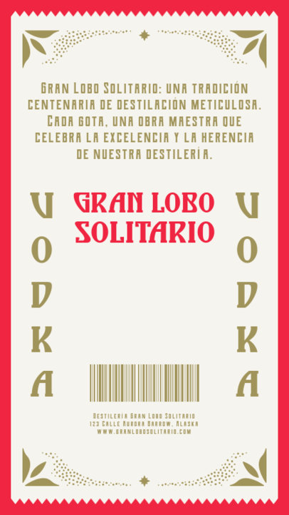 Back Label Creator With a Wolf Graphic for a Handmade Vodka Beverage 6408b